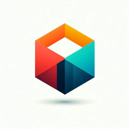 abstract colorful cube icon on a white background, vector design elementのイラスト素材