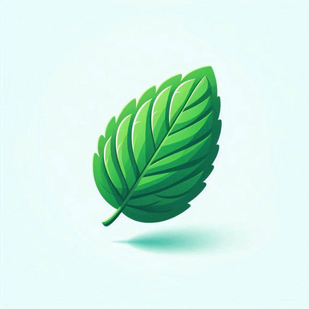 Mint leaf on blue background. Vector illustration. Eps 10.のイラスト素材