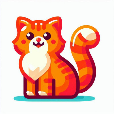 Cute red cat sitting on a white background. Vector illustration.のイラスト素材