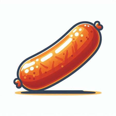 Sausage on a white background. Vector illustration of a sausage.のイラスト素材