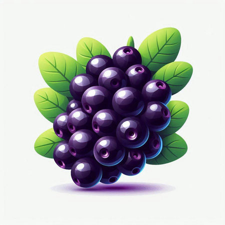 Illustration of a bunch of ripe blueberries on a white backgroundのイラスト素材