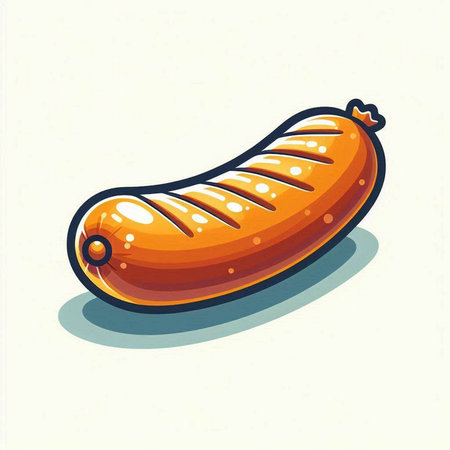 Sausage icon. Vector illustration of a delicious grilled sausage.のイラスト素材