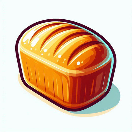 Illustration of a loaf of bread isolated on a white background.のイラスト素材