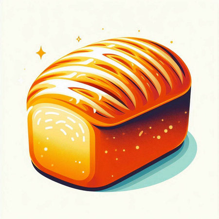 Illustration of a loaf of bread on a white background with starsのイラスト素材