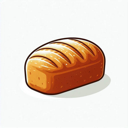 Illustration of a loaf of bread isolated on a white background.のイラスト素材