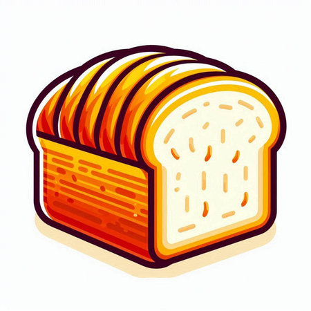 Sliced loaf of bread on a white background. Vector illustration.のイラスト素材