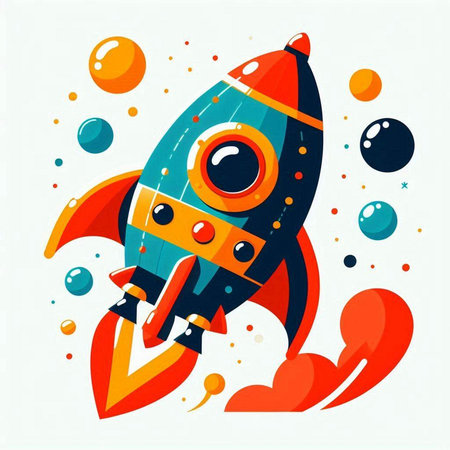Cute cartoon space rocket. Vector illustration on white background. Eps10のイラスト素材