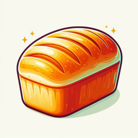 Illustration of a freshly baked loaf of bread on a white backgroundのイラスト素材