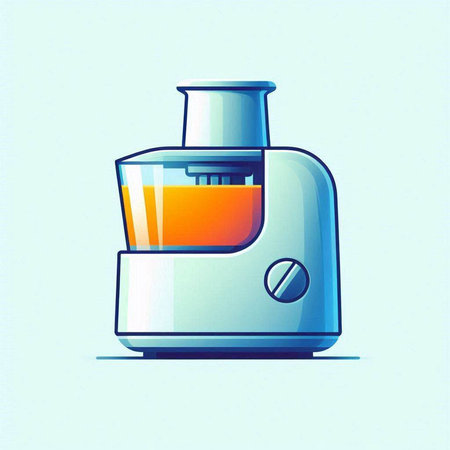 Illustration of a juicer in cartoon style on a blue backgroundのイラスト素材