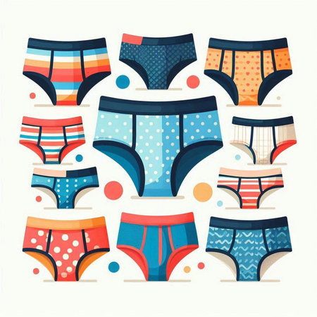 Women's panties. Different types of underwear. Vector illustration in flat styleのイラスト素材
