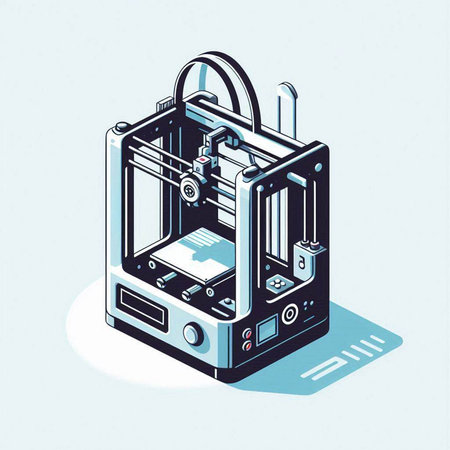 3D printing machine isometric vector illustration. 3D printing machine.のイラスト素材