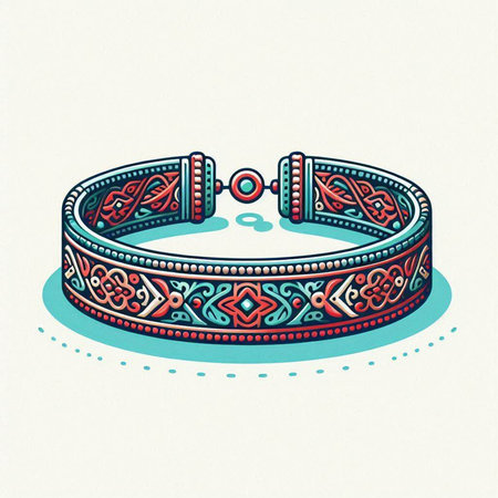 Hand drawn vector illustration of a boho style bracelets with ornament.のイラスト素材