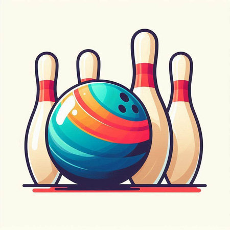 Bowling ball and skittles. Vector illustration in cartoon style.のイラスト素材