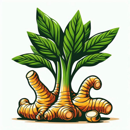 Ginger root isolated on white background. Vector hand drawn illustration.のイラスト素材