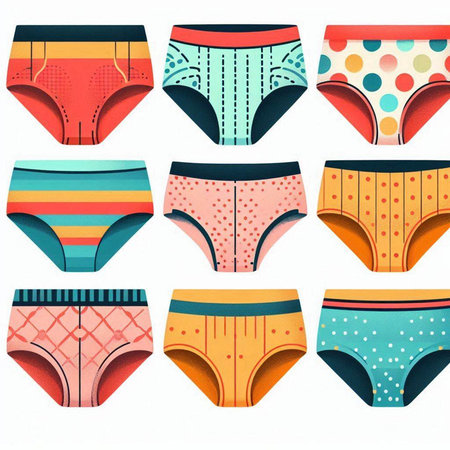 Set of colorful panties isolated on a white background. Vector illustration.のイラスト素材