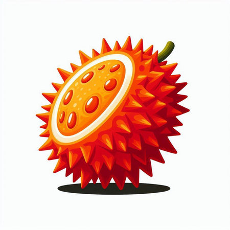 Illustration of a ripe Jackfruit isolated on a white background.のイラスト素材