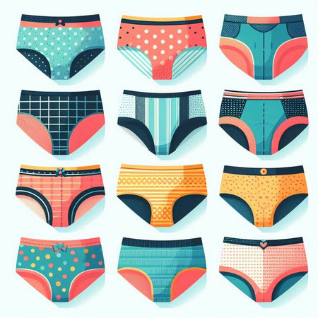 Set of colorful men's underpants. Vector illustration in flat styleのイラスト素材