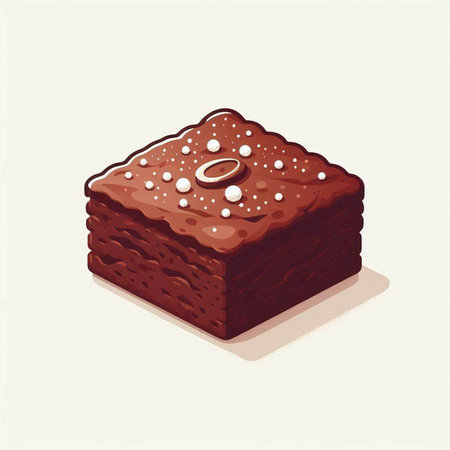 Illustration of a piece of chocolate cake on a white background.のイラスト素材