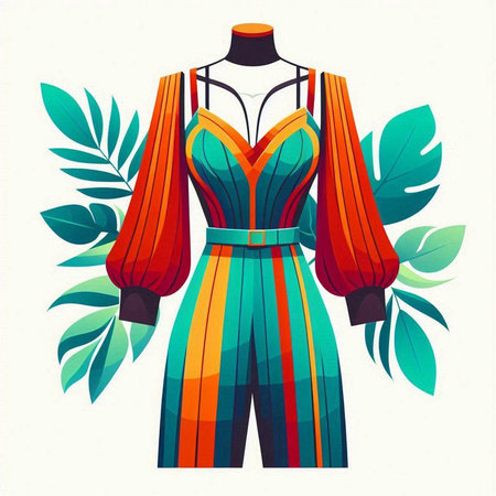 Fashionable women's clothing on a mannequin. Vector illustration.のイラスト素材