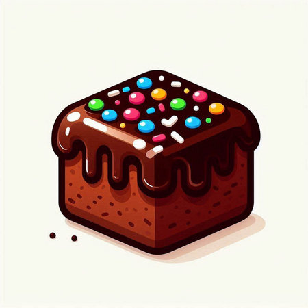 Chocolate cake with glaze and sprinkles. Vector illustration.のイラスト素材