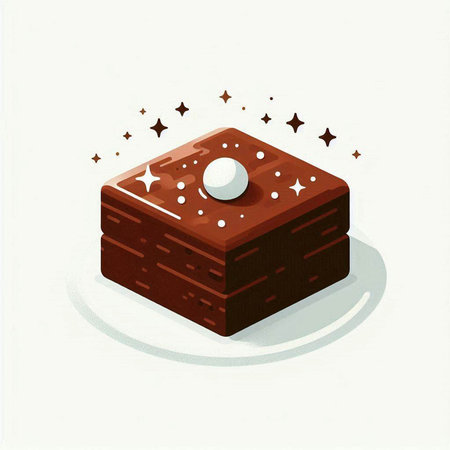 Illustration of a chocolate cake on a white background with stars.のイラスト素材