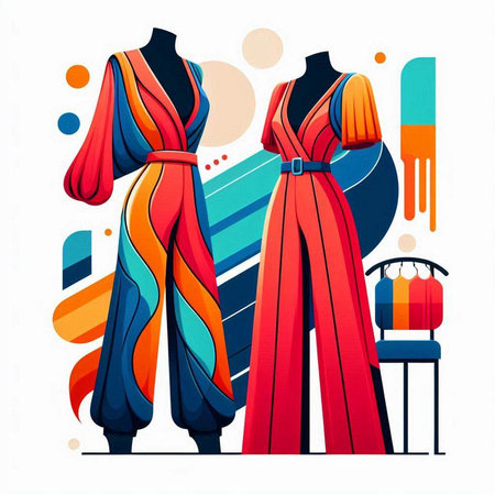 Fashionable women's clothes on a mannequin. Vector illustration.のイラスト素材