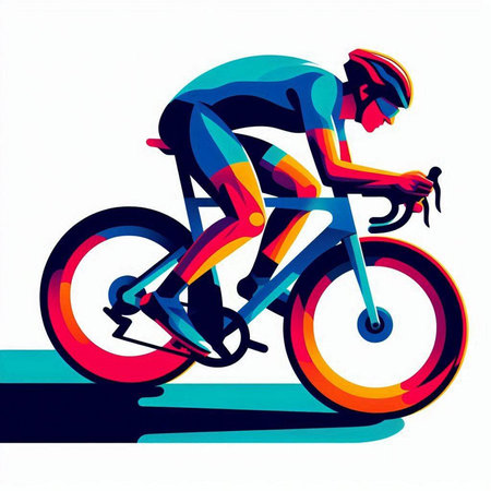 Cyclist in a helmet riding a bicycle. Vector illustration.のイラスト素材