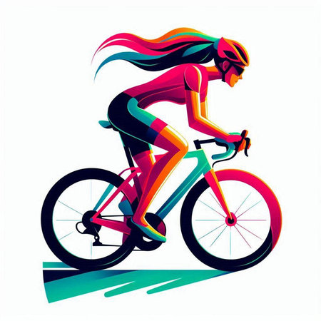 Cyclist vector illustration on white background. Colorful illustration.のイラスト素材