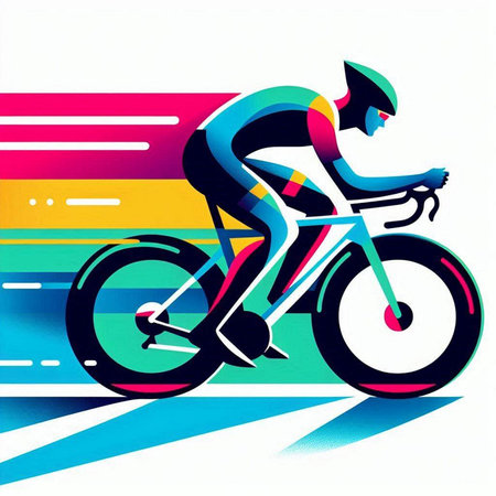 Cyclist on a colorful background. Vector illustration. Eps 10.のイラスト素材