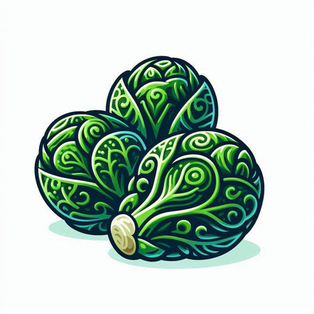 Cartoon decorative cabbage isolated on white background. Vector illustration for your designのイラスト素材