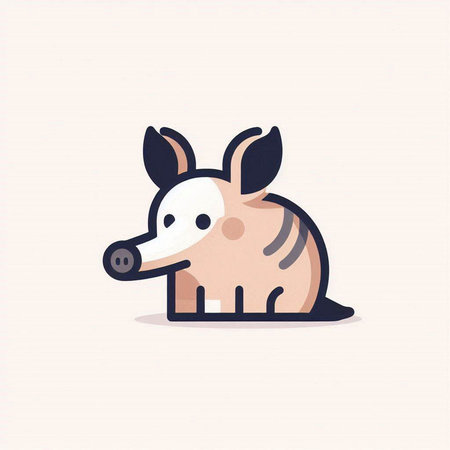 Cute wild boar cartoon vector illustration. Flat style design.のイラスト素材