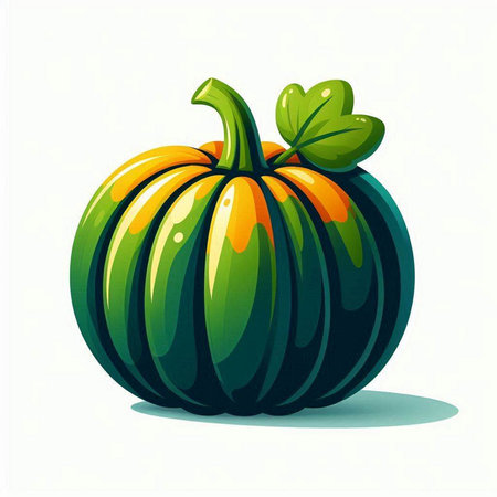 Pumpkin with leaves isolated on white background. Vector illustration.のイラスト素材