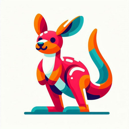 Kangaroo isolated on white background. Cartoon style vector illustration.のイラスト素材