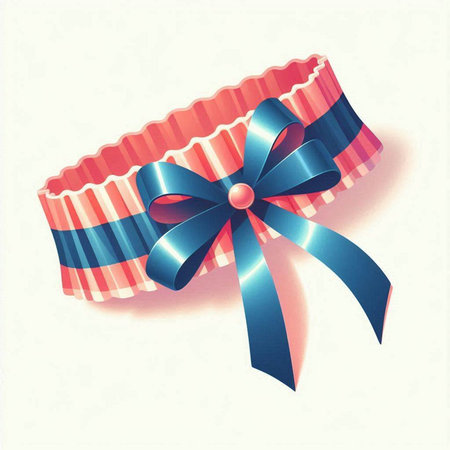 Red and blue ribbon bow isolated on white background. Vector illustration.のイラスト素材