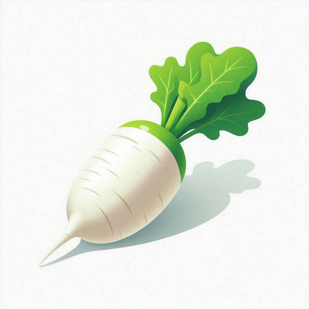 Daikon radish on a white background. Vector illustration.のイラスト素材