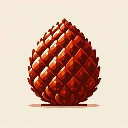 Illustration of a pine cone on a light background. Vector illustrationのイラスト素材
