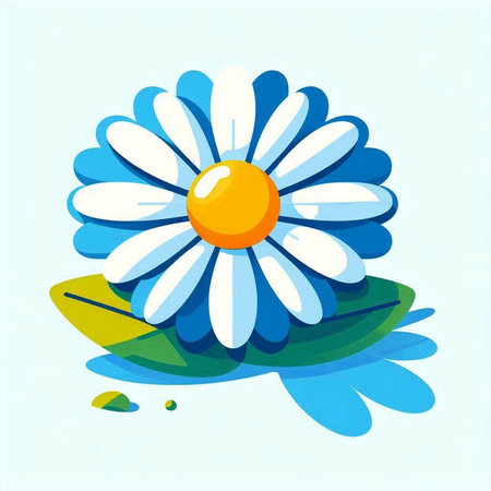 Vector illustration of a daisy on a blue background. EPS 10のイラスト素材