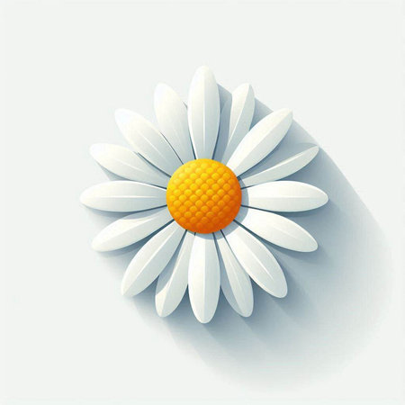 White daisy with yellow ball on a white background. Vector illustrationのイラスト素材