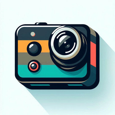 Retro camera icon, vector illustration. Flat design style with long shadow.のイラスト素材