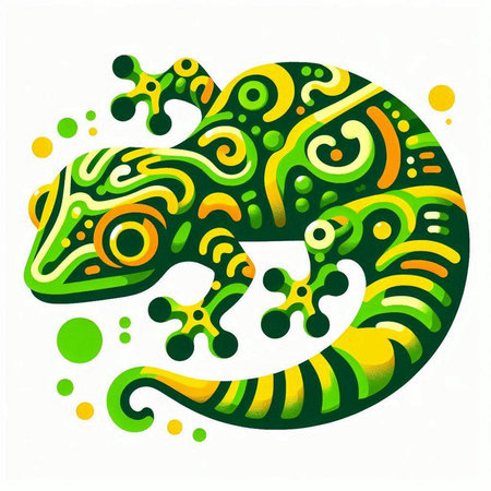 Vector illustration of a gecko on a white background with green spotsのイラスト素材