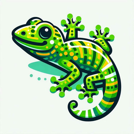 Green lizard isolated on white background. Vector illustration. Eps 10.のイラスト素材