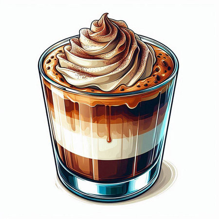 Illustration of a glass of cappuccino with whipped creamのイラスト素材