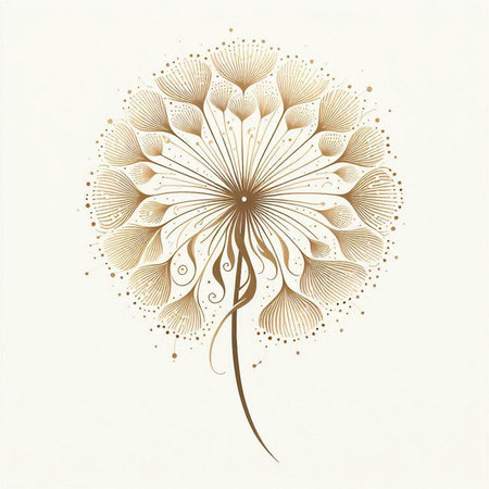 Dandelion flower on a white background. Vector illustration in retro style.のイラスト素材