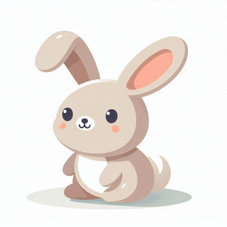 Cute little bunny on a white background. Vector illustration in cartoon style.のイラスト素材