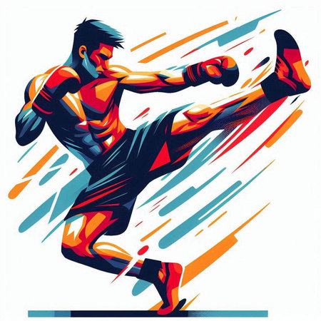 Boxing. Vector illustration of a boxer in action. Martial arts.のイラスト素材
