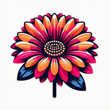 Colorful hand drawn flower on a white background. Vector illustration.のイラスト素材
