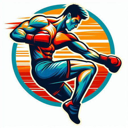 Boxing illustration. Vector illustration of a boxing fighter on a white background.のイラスト素材