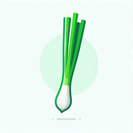Spring onion. Vector illustration in flat style. Isolated on white background.のイラスト素材