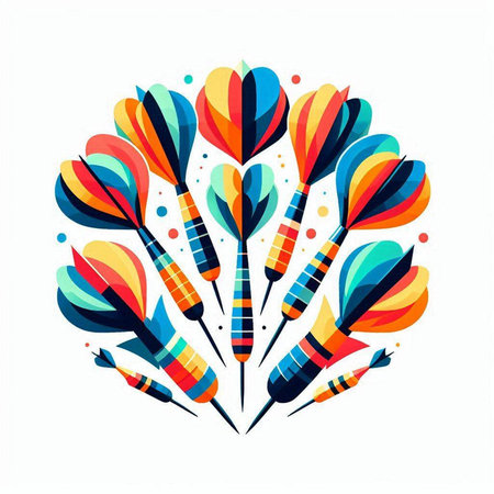 Darts on a white background. Vector illustration in flat style.のイラスト素材