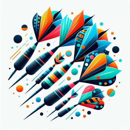 Darts in abstract style on a white background. Vector illustration.のイラスト素材
